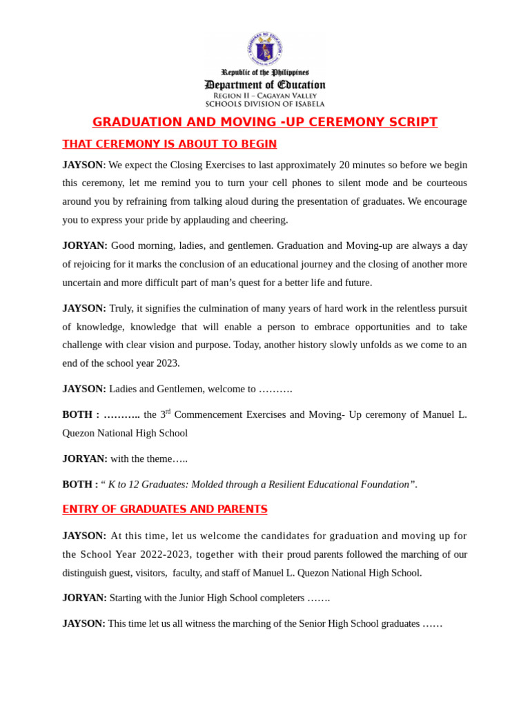 SCRIPT FOR GRAD | PDF