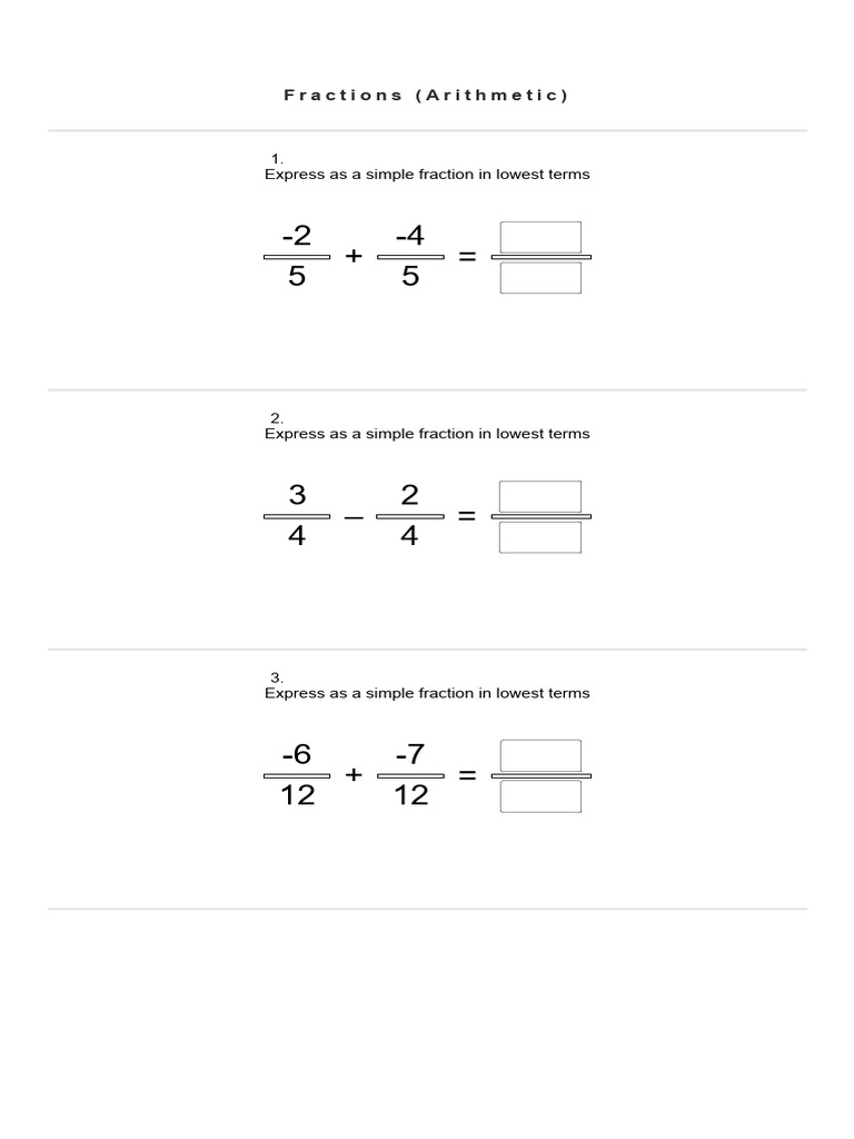 Simple Fractions Arithmetic Guide | PDF | Numbers | Mathematical Notation