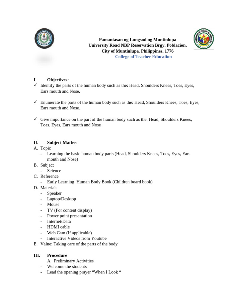 Demo Lesson Plan | PDF
