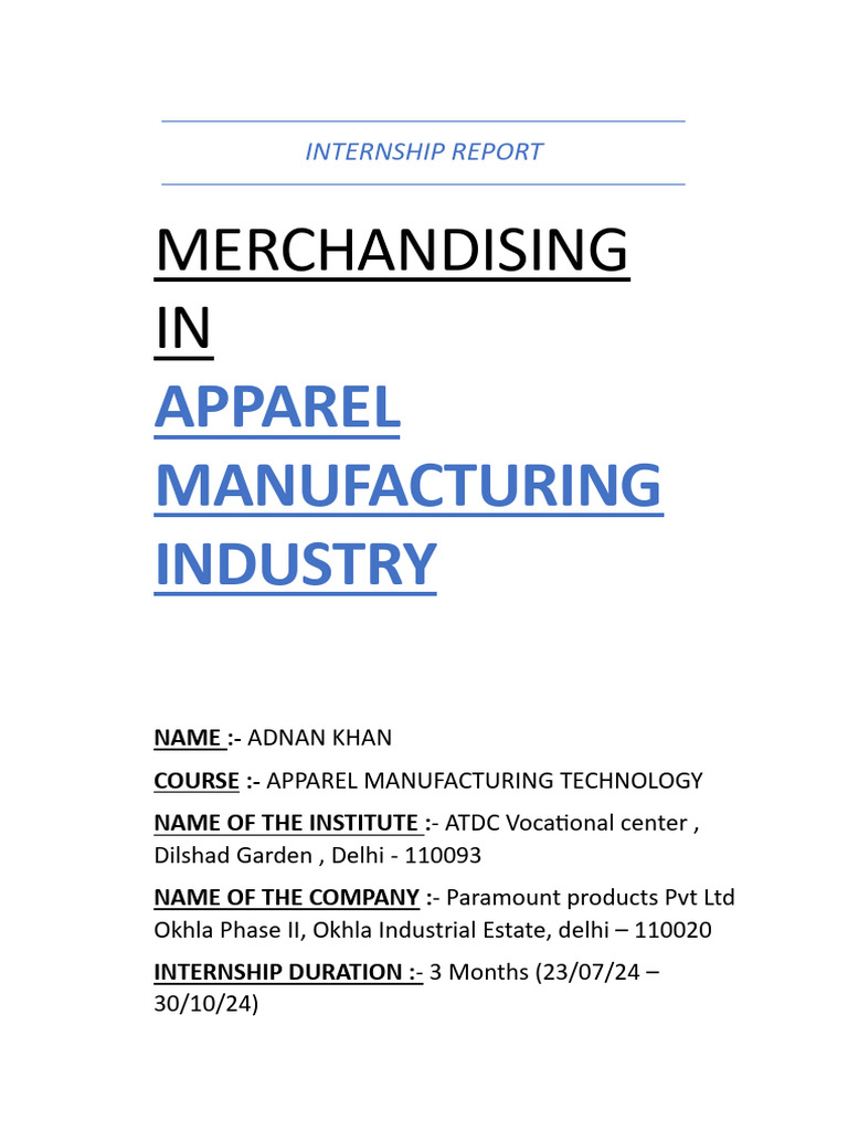 Internship Report on Apparel Merchandising | PDF | Procurement ...