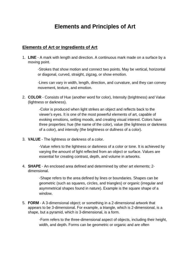 Art Elements and Principles Explained | PDF | Composition (Visual Arts ...