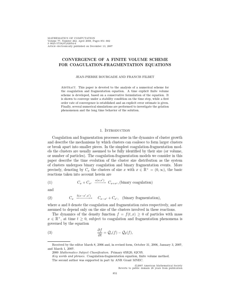 Finite Volume Scheme for C-F Equations | PDF | Mathematical Analysis ...