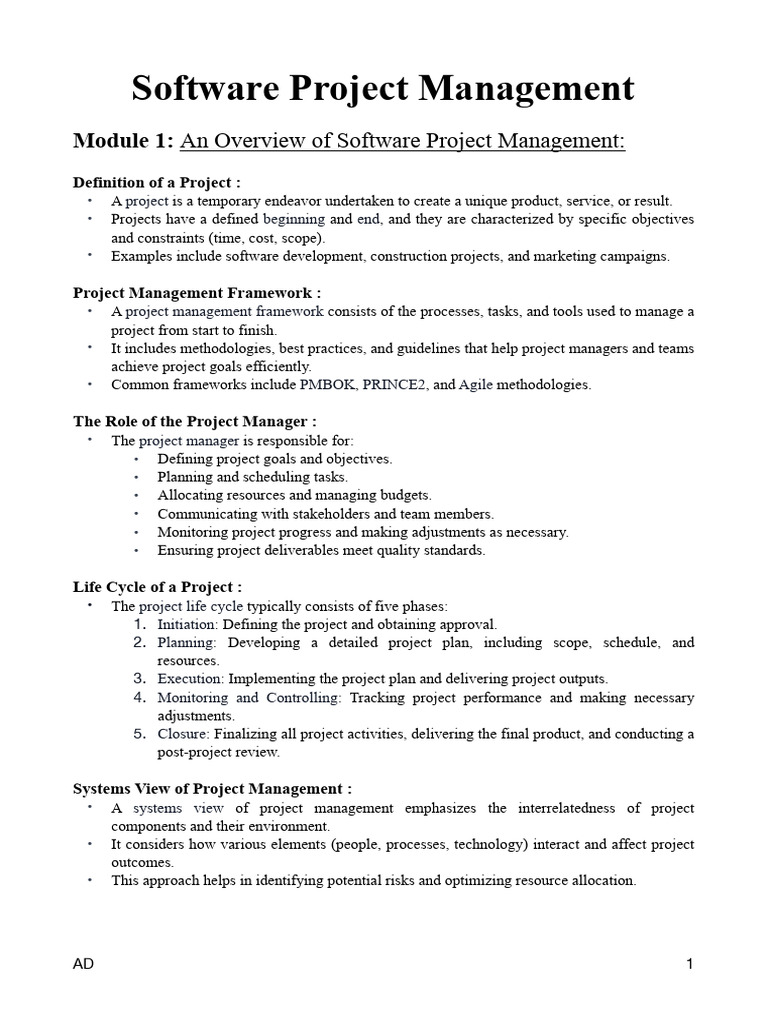 SPM Notes (PDF - Ad) | PDF | Project Management | Agile Software ...