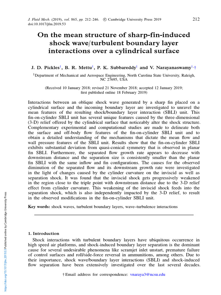 Fin-on-Cylinder Shock Wave Interactions | PDF | Fluid Dynamics | Shock Wave