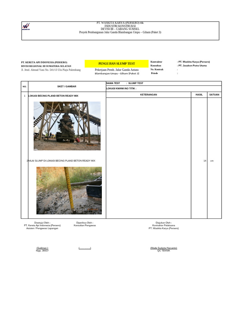 Pengujian Slump dan Sand Cone Test | PDF