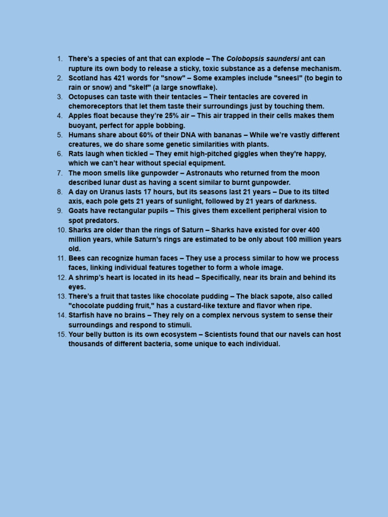 Random Fun Facts 4 | PDF