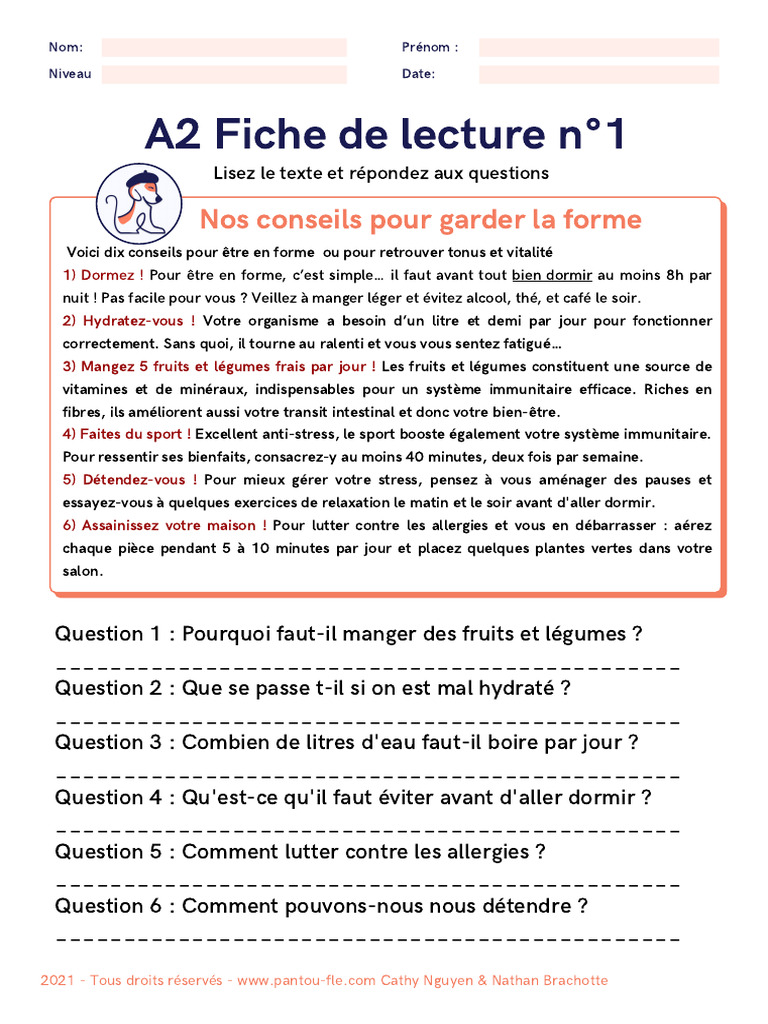 Conseils pour rester en forme et en santé | PDF