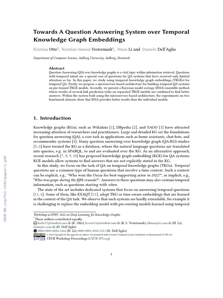 Towards A Question Answering System Over Temporal Knowledg Graph ...