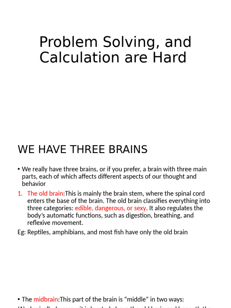 UNIT III Problem Solving, and Calculation Are Hard | PDF | Brain | Mind