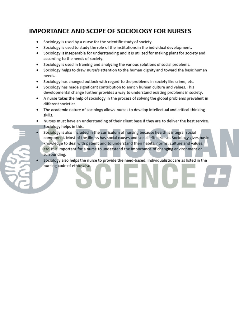 Importance of Sociology for Nurses | PDF