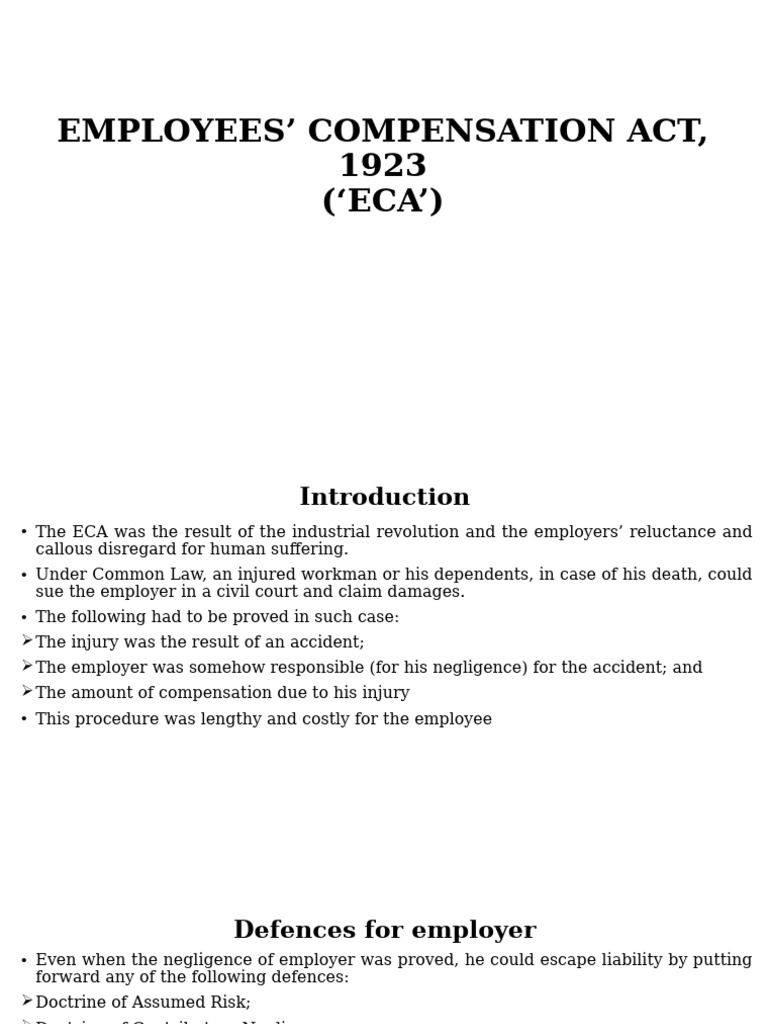 Overview of Employees' Compensation Act | PDF | Employment | Workers ...