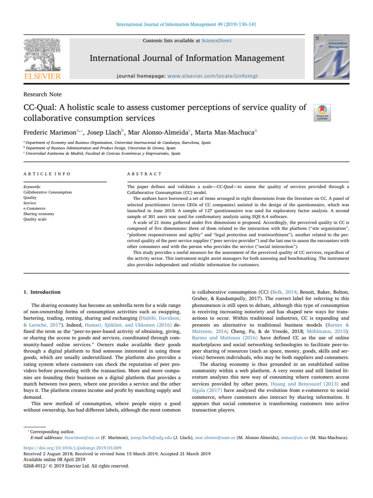 CC Qual A Holistic Scale To Assess Customer Perce - 2019 ...