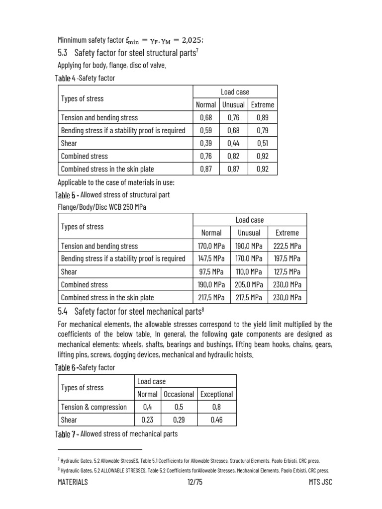Safety Factors for Steel Components | PDF | Stress (Mechanics) | Bending