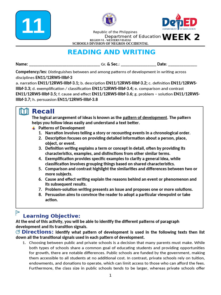 Patterns of Paragraph Development Guide | PDF | Climate Change ...