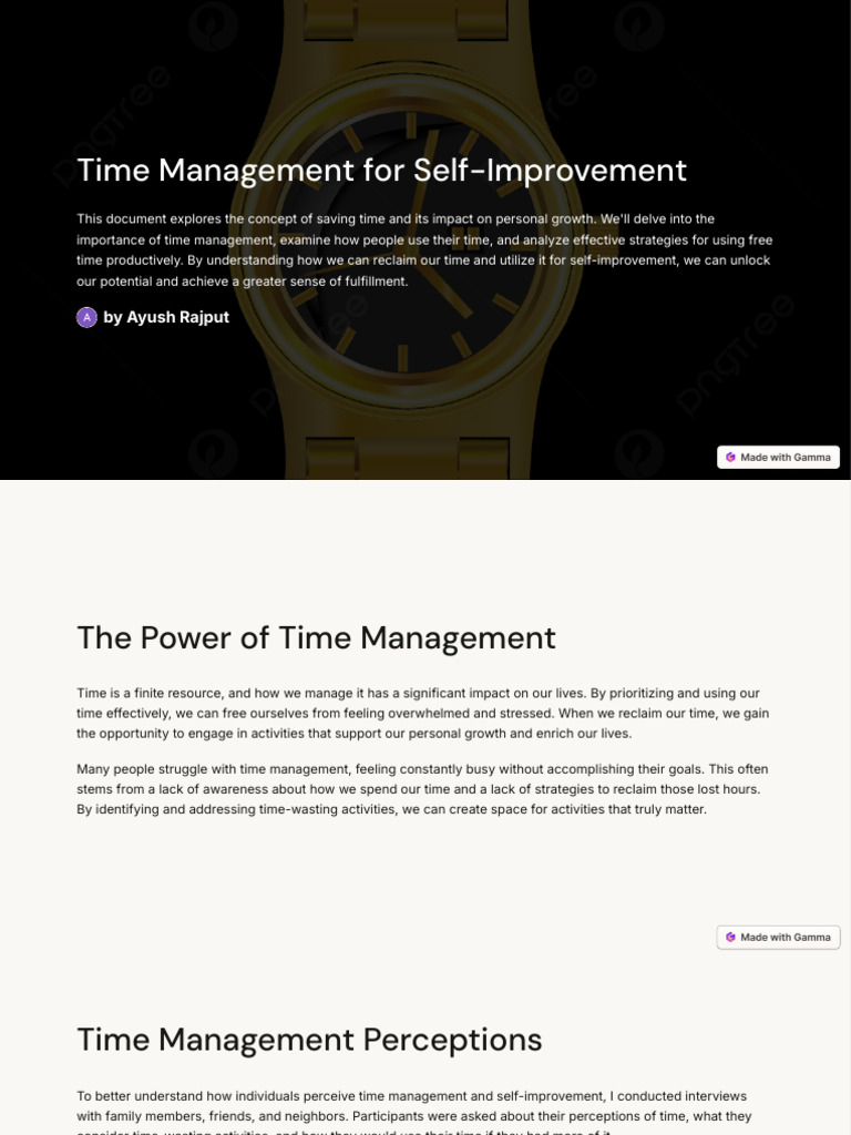 Time Management For Self Improvement | PDF | Goal | Professional Skills
