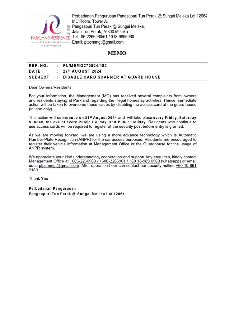 492 Disable Card Scanner at Guard House | PDF