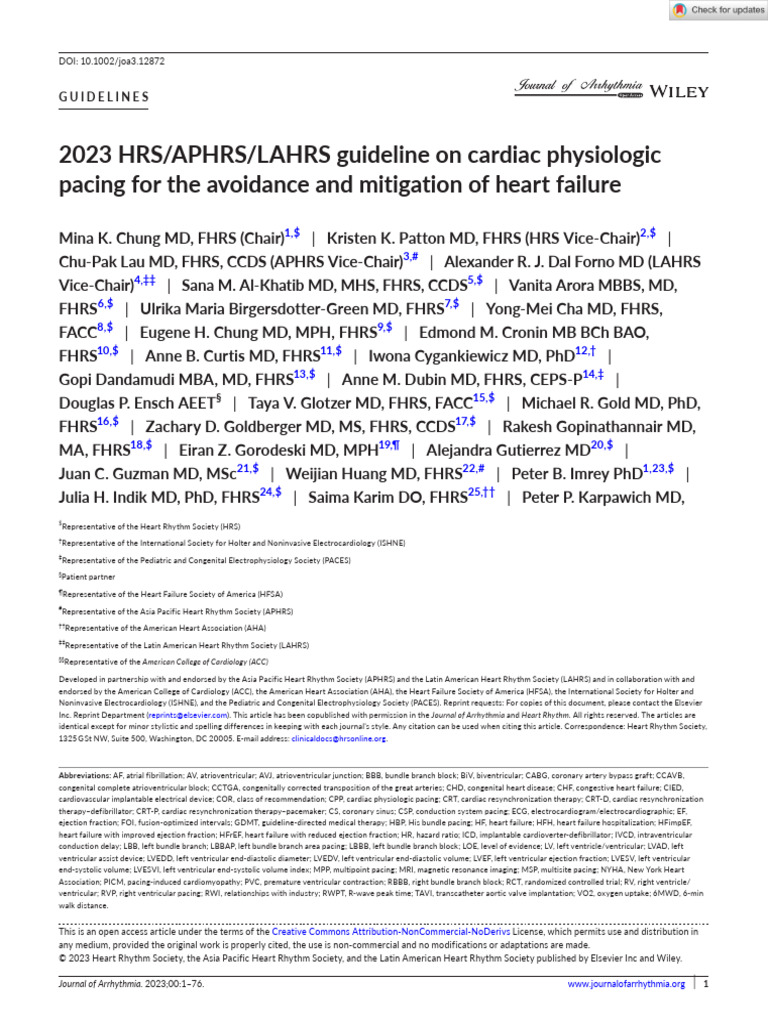 2023 HRS APHRS LAHRS Guideline On Cardiac Physiologic Pacing For The ...
