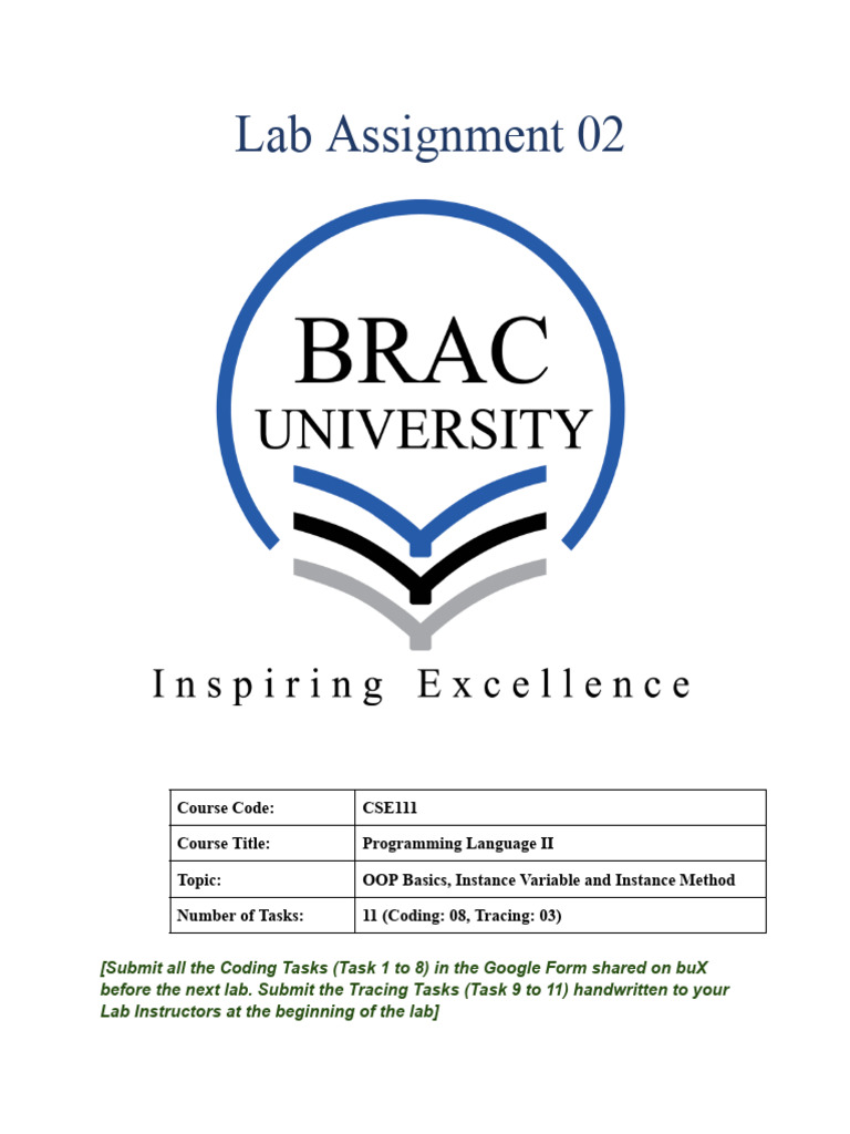 OOP Basics Lab Assignment CSE111 | PDF | Class (Computer Programming ...