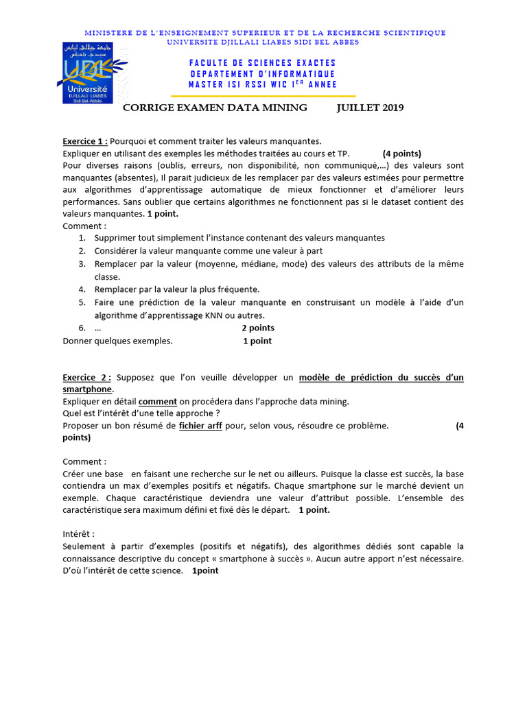 M1- DATA MINING | PDF | Minage des données | Apprentissage automatique