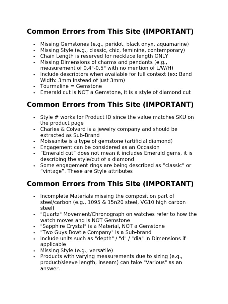 Common Errors From This Site | PDF | Gemstone | Textiles