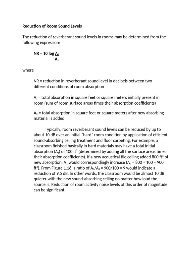 Reducing Room Reverberation Levels | PDF