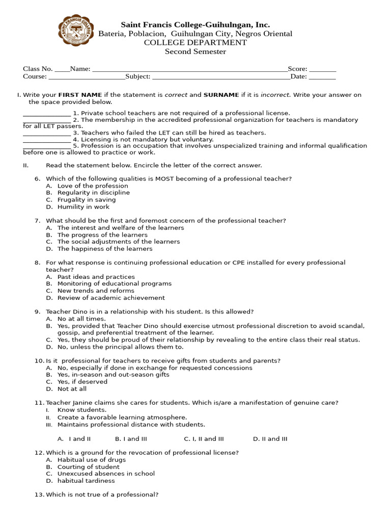 Teaching Profession Exam Guidelines | PDF | Teachers | Learning