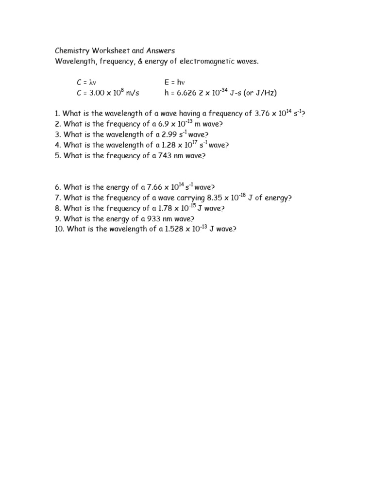 Calculations Practice | PDF | Frequency | Wavelength