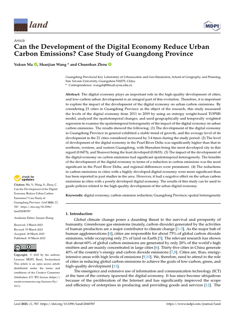 Can The Development of The Digital Economy Reduce | PDF | Pearl River ...