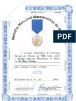 Diploma Medalha Marechal Mascarenhas  de Moraes atribuida a Artur Victoria