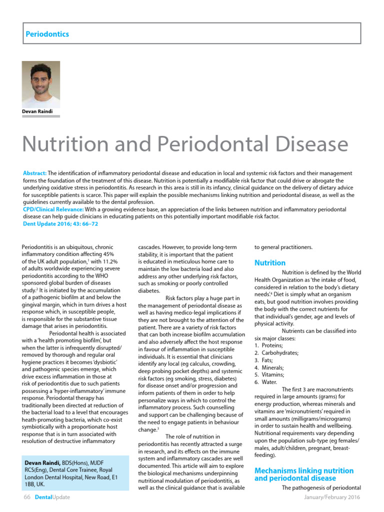 Nutrition and Periodontal Disease | PDF | Periodontology | Inflammation - Nutrition And Periodontal Disease