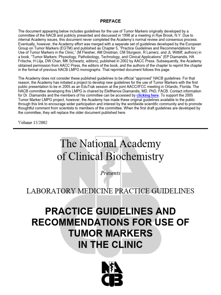 NACB LMPG For The Use of Tumor Markers 2002 | PDF | Metastasis | Biomarker