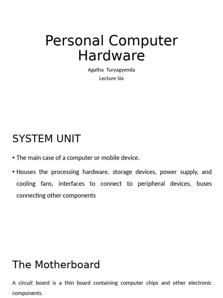 Personal Computer Hardware Overview | PDF | Random Access Memory | Cpu ...