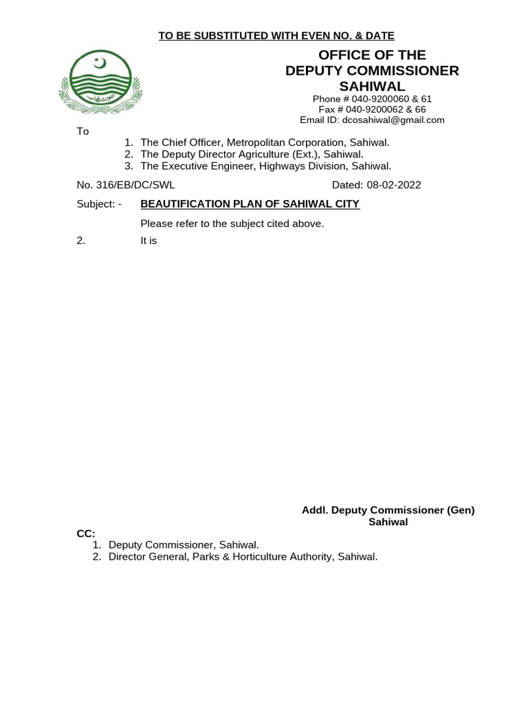Beautification Plan of Sahiwal City | PDF