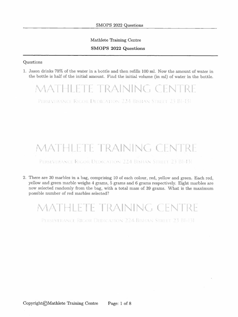 MTC 2022 SMOPS RD 1 Paper | PDF