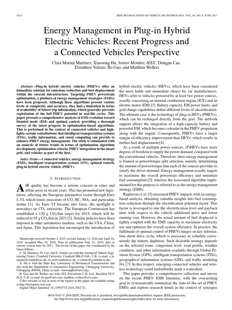PHEV Energy Management Strategies Review | PDF | Plug In Hybrid ...
