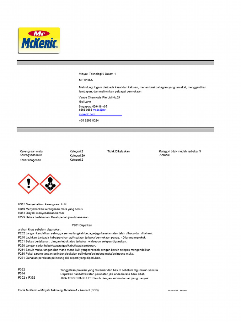 MSDS BM MrMcKenic | PDF
