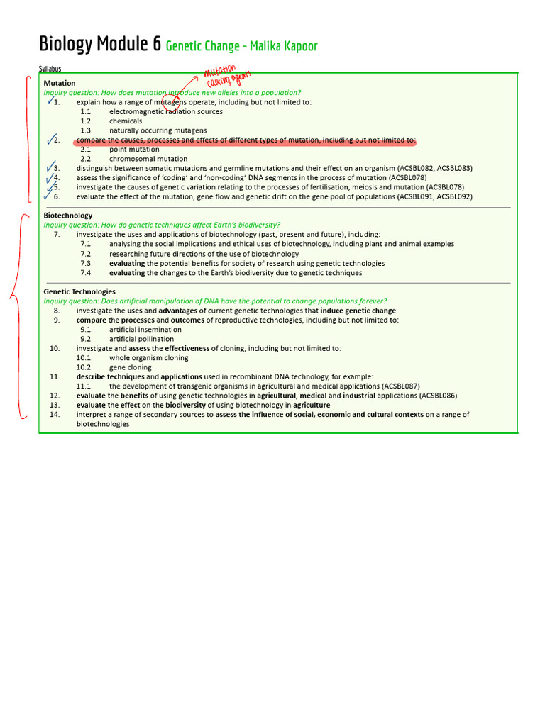 Genetic Change: Mutations and Biotechnology | PDF | Mutation ...