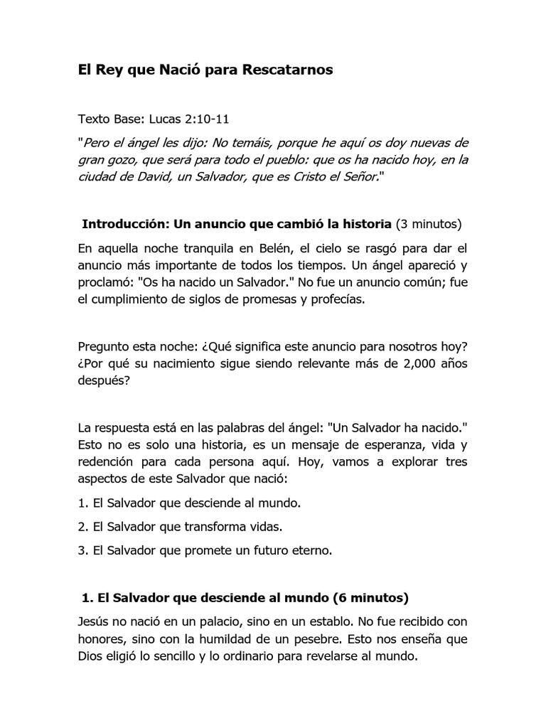 El Rey Que Nació para Rescatarnos | PDF | Jesús | Oración