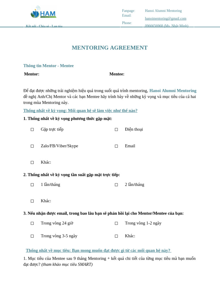 (Ham S5) Mentoring Agreement | PDF
