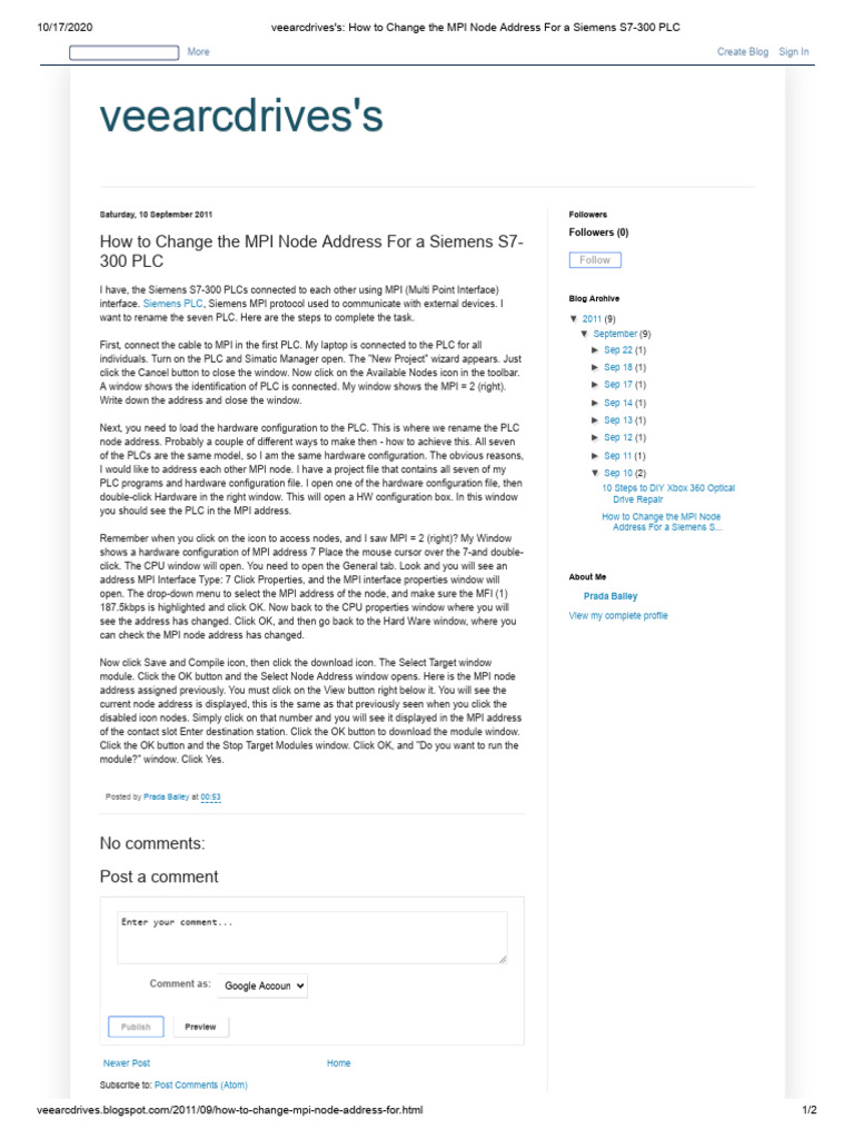 Veearcdrives'S - How To Change The MPI Node Address For A Siemens S7 ...