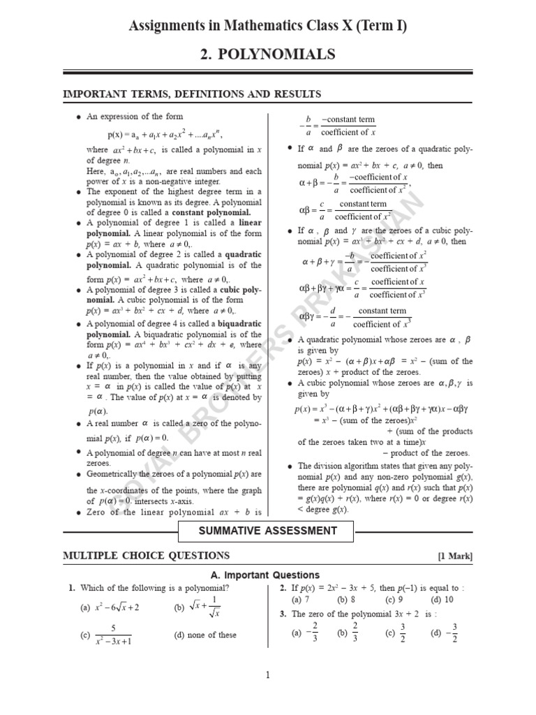 Quadratic Polynomial Zeroes and Values | PDF | Polynomial | Discrete ...