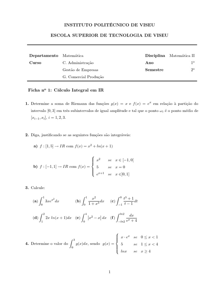 Cálculo Integral em Matemática II | PDF | Derivado | Matemática