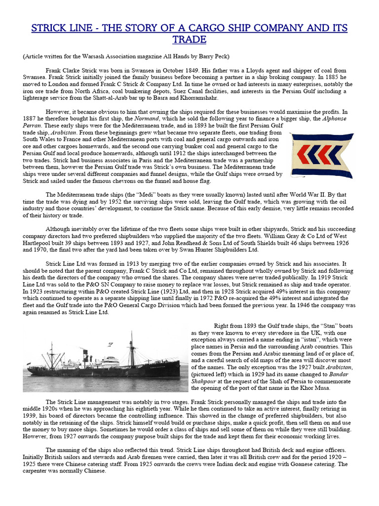 History of Strick Line Shipping | PDF | Ships | Suez Canal