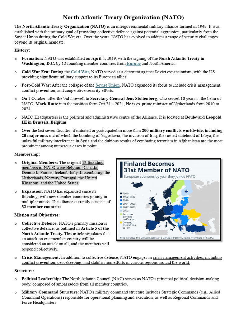 North Atlantic Treaty Organization | PDF | Nato | Foreign Relations Of ...