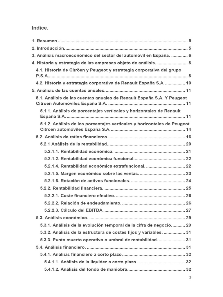 Elaborar Índice | PDF | Rentabilidad sobre recursos propios | Liquidez ...