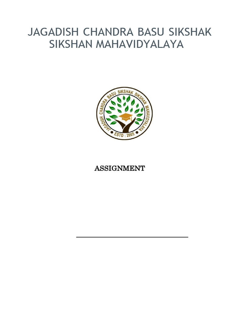 B.Ed. Assignment Front Page Template | PDF