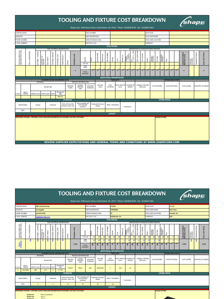 ToolingFixtureCostBreakdown FormID 19119547 | PDF | Machine Tool ...