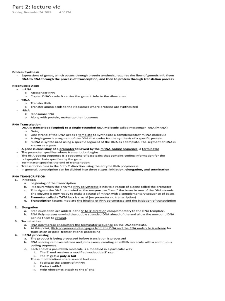 Understanding Protein Synthesis Process | PDF | Rna | Messenger Rna