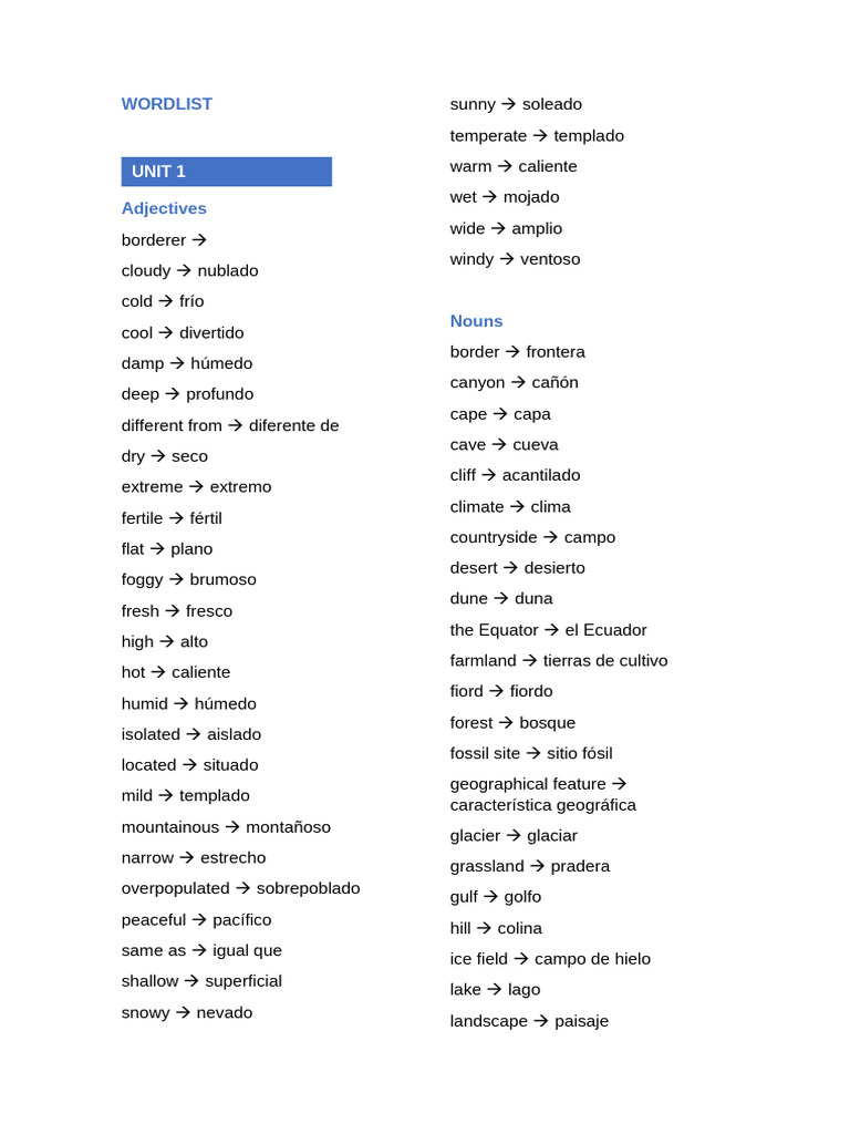 Word List | PDF | Ciencias de la Tierra | Geomorfología