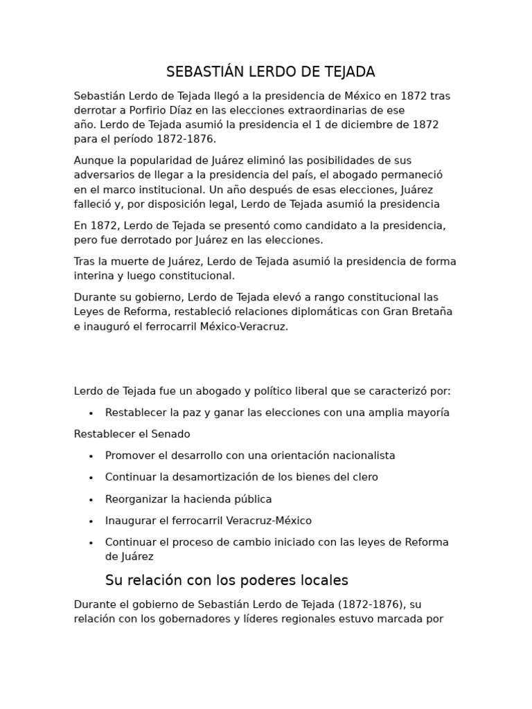 Sebastián Lerdo de Tejada (2) | PDF | Gobierno